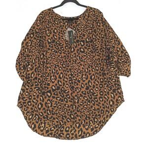 Worthington tunic 2xl Leopard Tab V neck And Tab Sleeves.see Photos For Measure